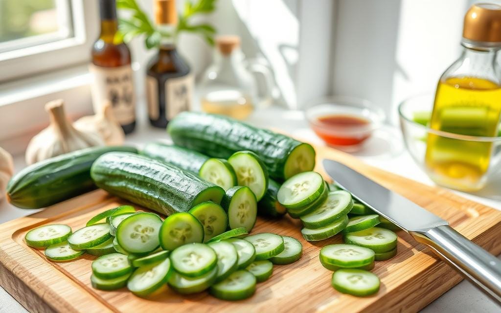 Preparation steps for Cucumber Salad 